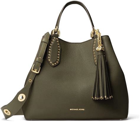 michael kors brooklyn satchel olive|MICHAEL Michael Kors Brooklyn Large Pebbled Leather .